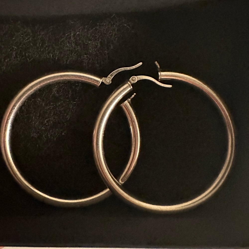 925 Sterling Silver Large Hoop Earrings